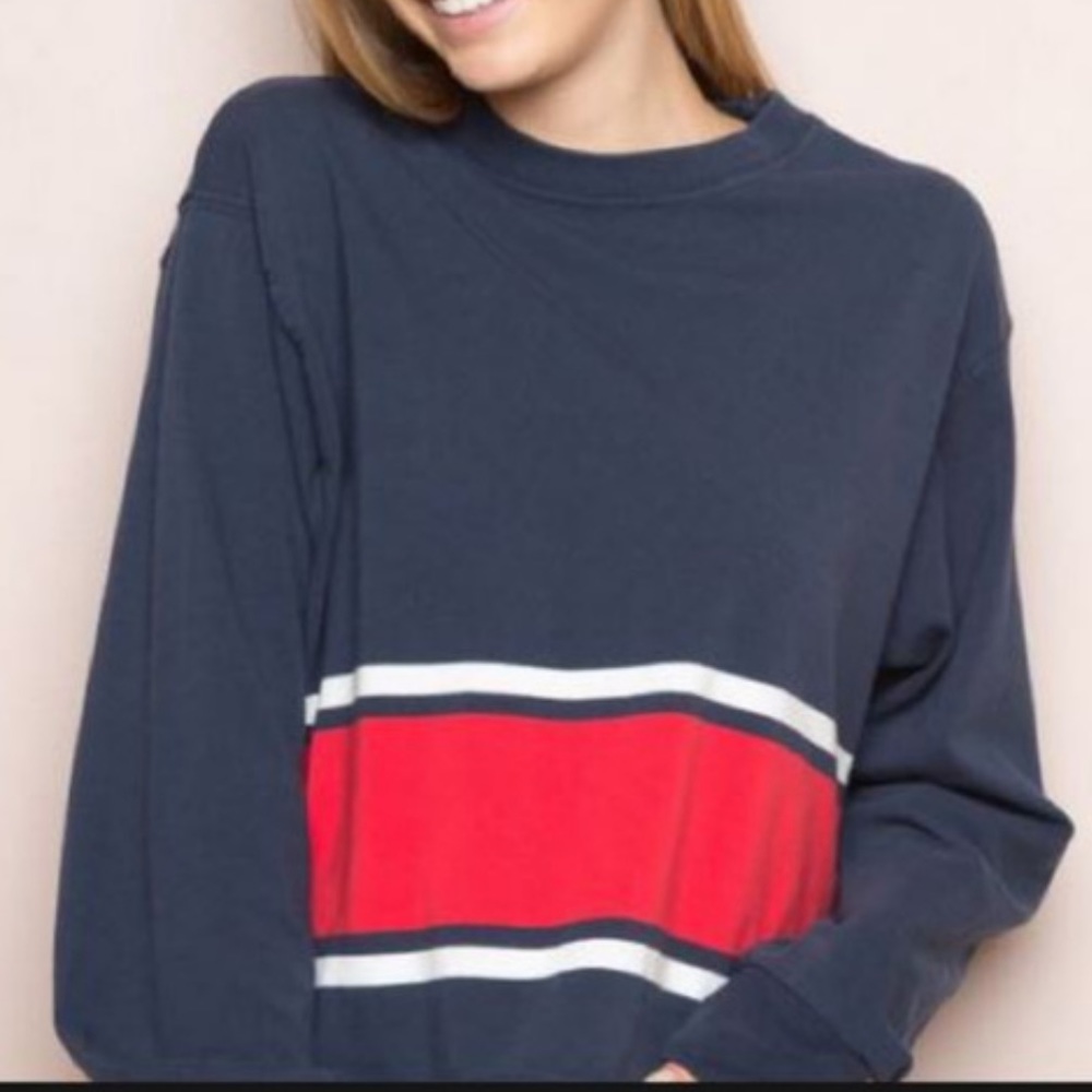 Brandy Melville red and navy blue long sleeve